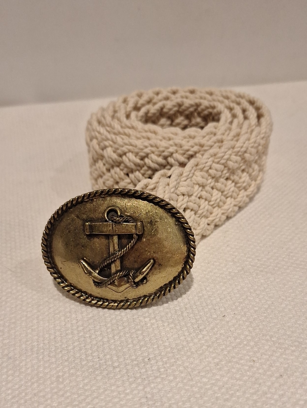 J. Crew Heritage Vintage Cream Woven Belt with Anchor Buckle - Picture 1 of 6